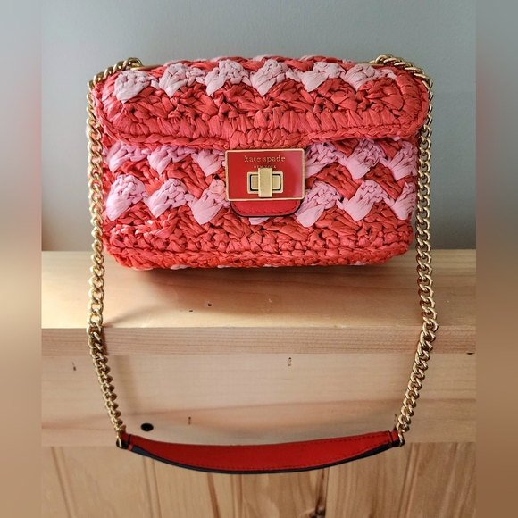 kate spade Handbags - Kate Spade Evelyn Striped Crochet Raffia Shoulder Bag/Crossbody